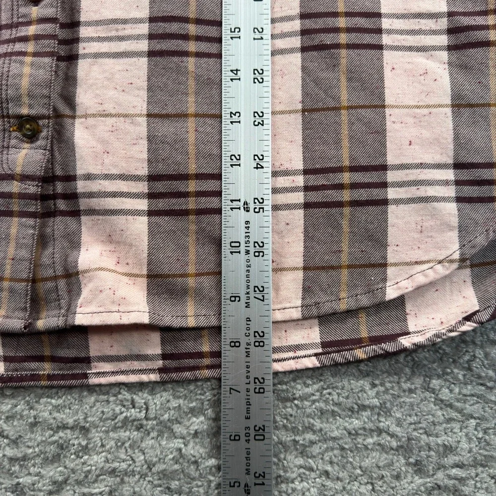 Carhartt‎ Womens XL Flannel Shirt Pink Plaid Band Collar Button Up Top